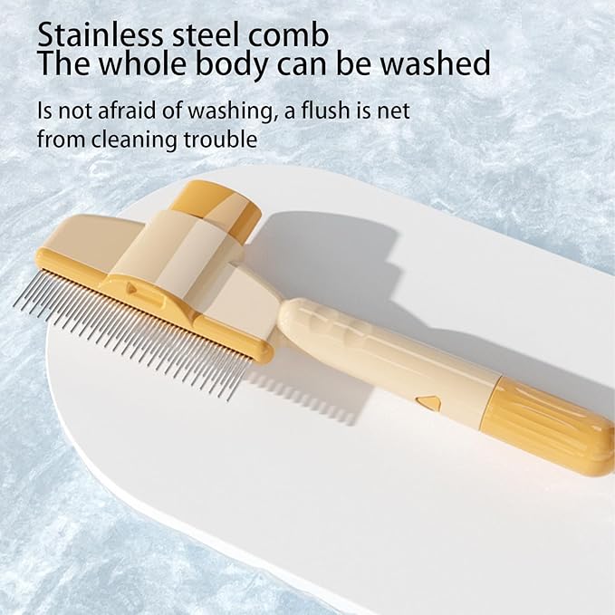 Pet Knotting Comb for Dogs, Cat Grooming Comb for Hair Knots, Puppy Grooming Combs, Pet Hair Remover Combs, Flea Cleaning Brush with Button Function