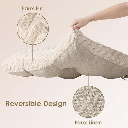 EHEYCIGA XXL Washable Dog Bed for Crate 47x29 Inch, Reversible Kennel Pad for Extra Large Dogs Weight Up to 100 lbs, Plush and Comfy Pet Sleeping Mat, Beige