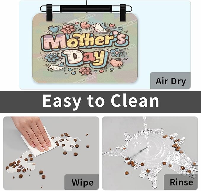 Pet Feeding Mat for Floors Waterproof Dog Mat for Food and Water Happy Mother's Day Floral Gift Mom Ej Absorbent Quick Dry Non Slip Mats Cat Bowls 18X12In