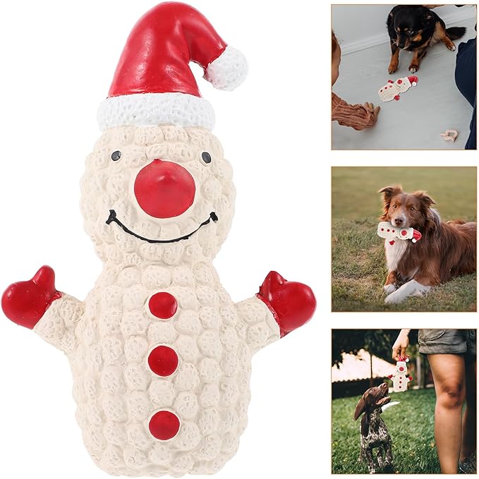 Christmas Latex Dog Squeaky Interactive Chew Snowman Shape White Soft Plaything for Puppies and Dogs Holiday Pet Supplies