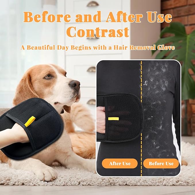 Pet Hair Remover Glove - Reusable & Eco-Friendly Cleaning Tool, Electrostatic Double-Sided Pet Hair Removal Glove, Two-Way Brush, for Cats, Dogs, Clothing, Sofa (3pc)