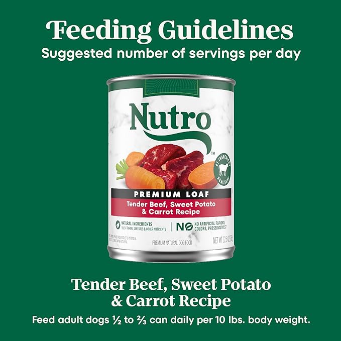 Nutro Natural Choice Premium Loaf Canned Dog Food, Adult Wet Dog Food Beef Recipe 12.5 oz. cans (12 Count)