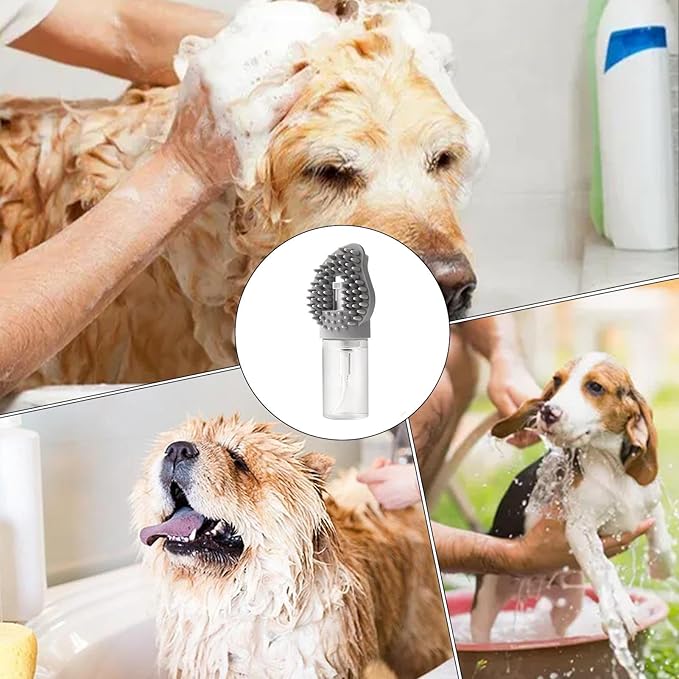 Pet Bath Brush, Soft Bristles, 17.7cm, Cat Grooming Comb, Ergonomic Handle Brush, Portable & Lightweight, for Shower, Bathing, Shedding, Dogs, Cats, Bathroom