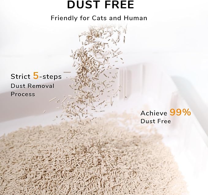 FUKUMARU Tofu Cat Litter - Septic Safe Corn Starch Blend, Flushable & Dust-Free, Quick Clumping, Superior Odor Control, Unscented, All-Natural, Low Tracking Pellets, Lightweight, 12 LBS (2 Packs)