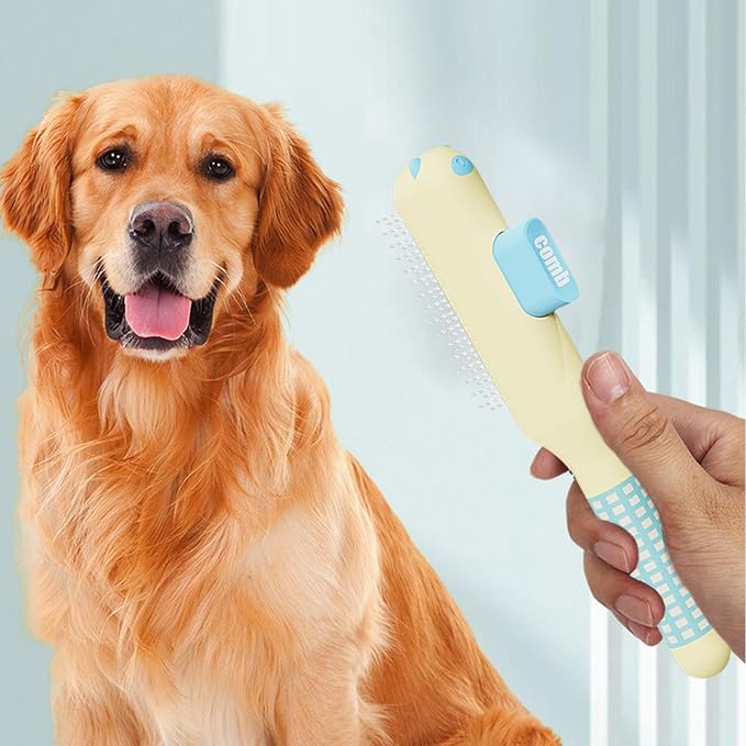 Cat Comb,Self-Cleaning Supplies with Metal Teeth - Cat Hair Comb,for Dog Puppy Animals Indoor Home Shedding
