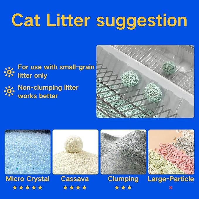Mechanical Self-Cleaning Cat Litter Box, White/Gray, Anti-Tracking Design with Pull-Push Operation, Detachable Rake, Odor Control, Compatible with Small-Grain Litter,Extra Large