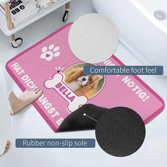 Generic Personalized Pink Welcome Doormat, Custom Funnychore Cat, Dog & Pet Mat - Kitchen, Bathroom, Picnic, Camping, Onesize - Style-4