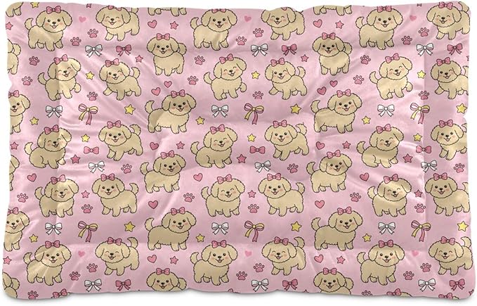 Dog Bed for Crate Washable Pet Sleep Pad, Dogs Print Kennel Mat with Non-Slip Bottom, Soft Fluffy Supplies Pet for Dogs and Cats (36x24 inch)