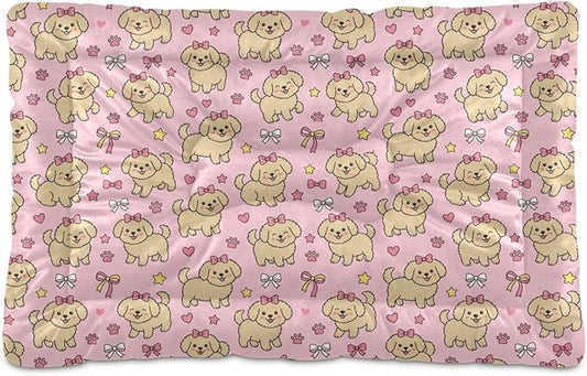 Dog Bed for Crate Washable Pet Sleep Pad, Dogs Print Kennel Mat with Non-Slip Bottom, Soft Fluffy Supplies Pet for Dogs and Cats (24x18 inch)