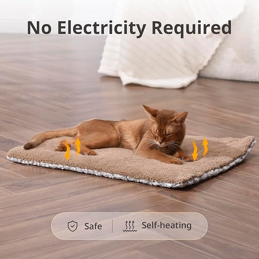 Self Warming Cat Bed, 30" x 21" Self Heating Pet Pad, Double Sided Heated Dog Mat Thermal Blanket for Large Kittens Small Puppy