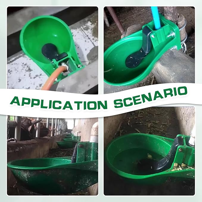 1pcs Automatic Livestock Waterer Bowl Water Trough Outdoor Cow Plastic Sink Horse Sheep Cattle Drinking Bowl Pet Feeding Bowls（Green） ﻿