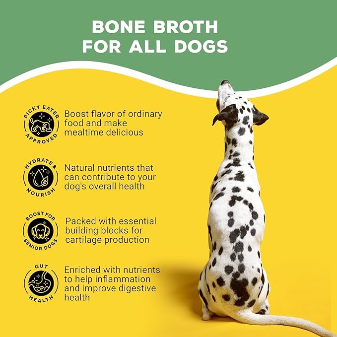 Brutus Broth for Dogs - All Natural Bone Broth for Dogs with Chondroitin Glucosamine Turmeric -Human Grade Dog Food Toppers - Beef and Chicken Bundle