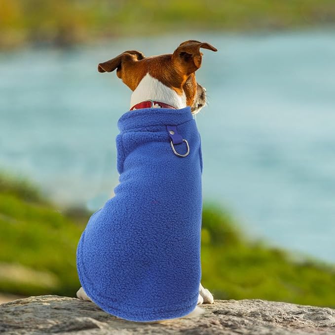 Small and Medium Dog Fleece Vest Warm Sleeveless Sweater with D-Ring Leash Attachment Navy Blue S Winter Coat for Outdoor Pet Supplies