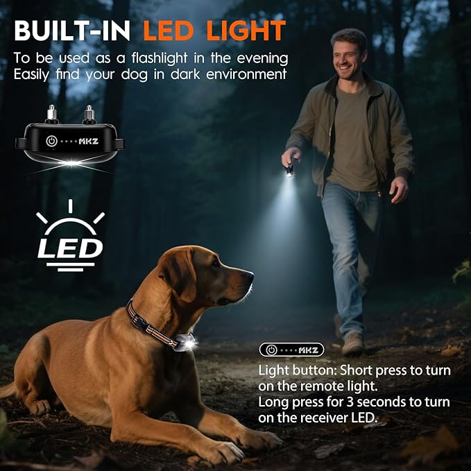 Shock Collar for Dogs 3 Dog Shock Collar with Remote Control with 4 Training Modes,Rechargeable Dog Training Collar Electric Collar for Small Medium Large Dogs (15-120Lbs) with Flash Light