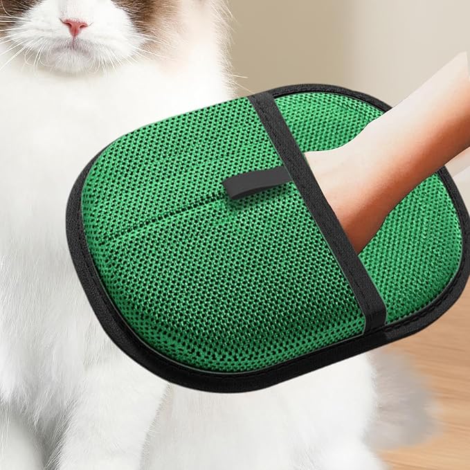 Pet Hair Removal Glove for Cats Dogs Grooming Deshedding Brush Fur Removal Tool for Pet Beds Puppy Clothes Rugs- Green