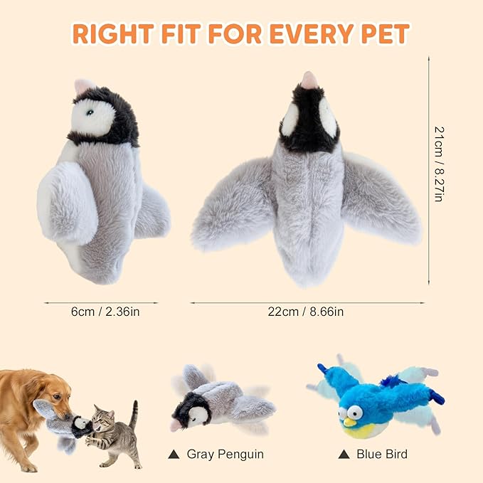 Interactive Chirping Bird Cat Toy,2026 New Flying Bird Cat Toy Flapping Bird Toy,Simulation Chirping Bird Toys Interactive Cats Toys for Bored Indoor Outdoor (Blue/1PCS)