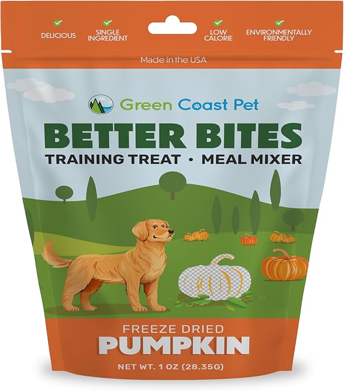 Better Bites Meal Mixer 1 oz Freeze-Dried Pumpkin Training Treats for Dogs (All Breeds) – High Fiber, Single Ingredient, Natural Snacks for Dog | Made in The USA