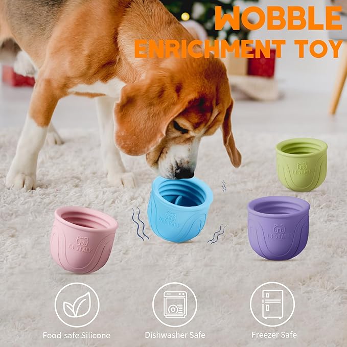 Interactive Dog Toy, 2-in-1 Long-Lasting Treat Dispenser Dog Puzzle Feeder Toys, Stuffable Enrichment Freeze Lick Bowl for Boredom, Reduces Anxiety Silicone Fetch Catch Chew Toy