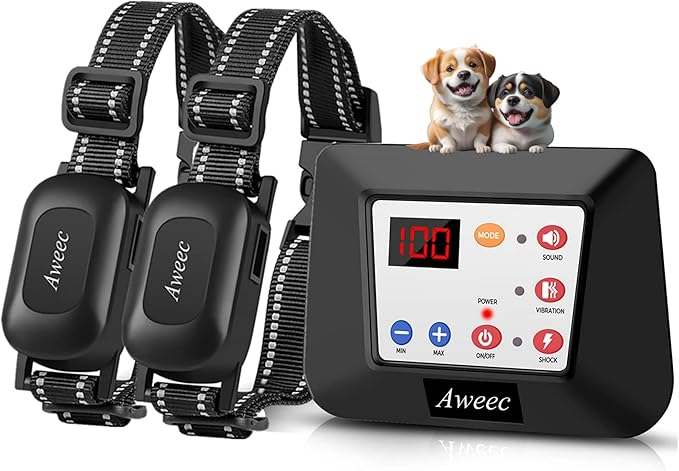 Wireless Dog Fence, Electric Fence for Dog & Training Collar with Remote, Wireless Dog Boundary Containment System, Adjustable Range Sizes, Dog Training Collar for All Dogs (2-Dog)
