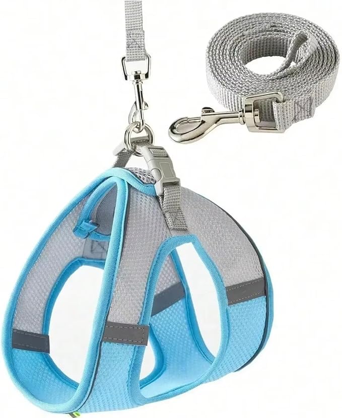 Escape Proof Dog Harness and Leash Set for Small Dogs Cats Puppy Harness Vest Reflective Kitten Walking Lead Leash Pet Supplies L 4-6 Kg/Blue