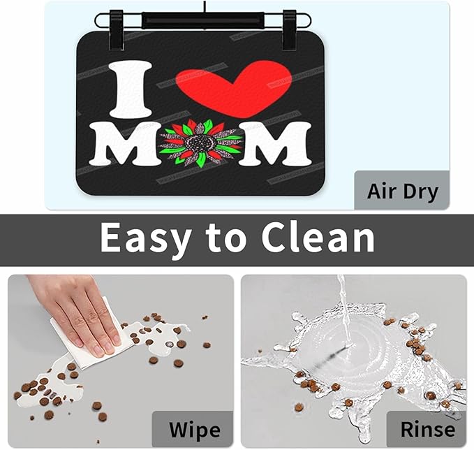 Non Slip Mat for Dog Pet Cat Dog Food Mats Happy Mother's Day Floral Gift for Mom Jt Water Bowl Mat Quick Dry Absorbent Cat Feeding Mats 24x16In