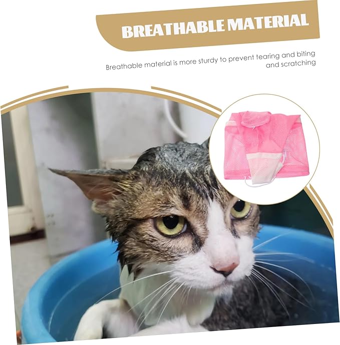 Multi Function Cat Grooming Bag Durable Mesh Pet Bathing Pouch for Nail Trimming and Care Breathable Calm Design