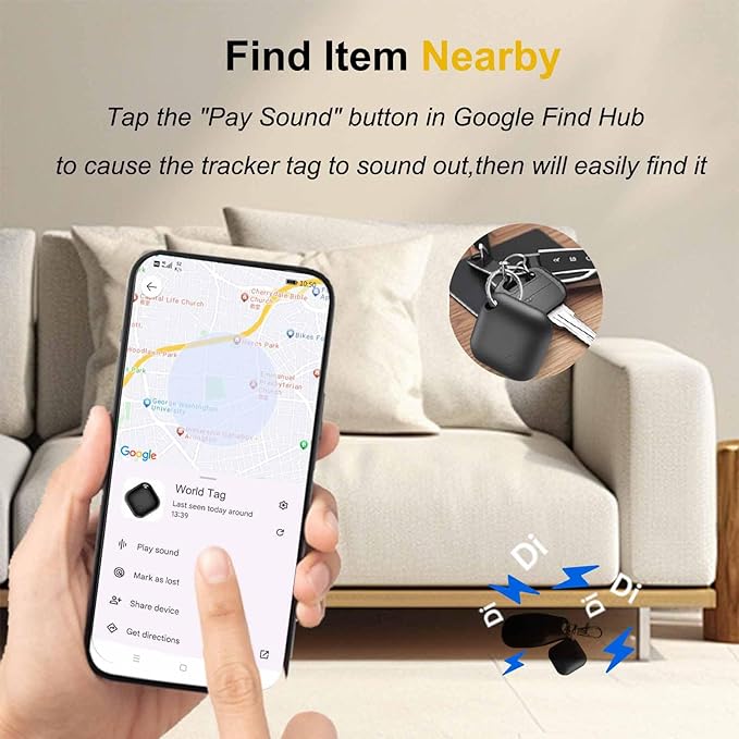 Bluetooth Tracker for Android 2-Pack, Google Certified Anti-Lost tag, Smart Item Locator with Global Network & Replaceable Battery for Keys, Wallet, Luggage, Pets-Black