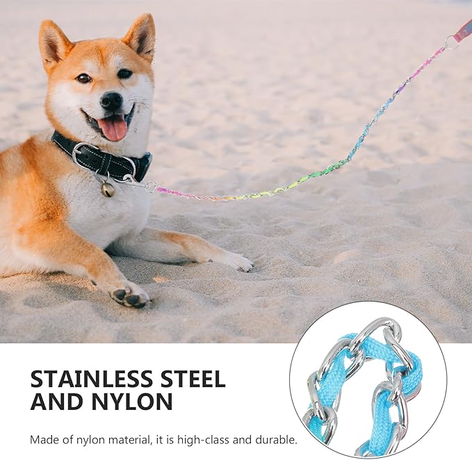 Sturdy Wear-Resistant Metal Chain Dog Leash 3.0mm Sturdy Portable Puppy Walking Leash for Outdoor Pet Supplies