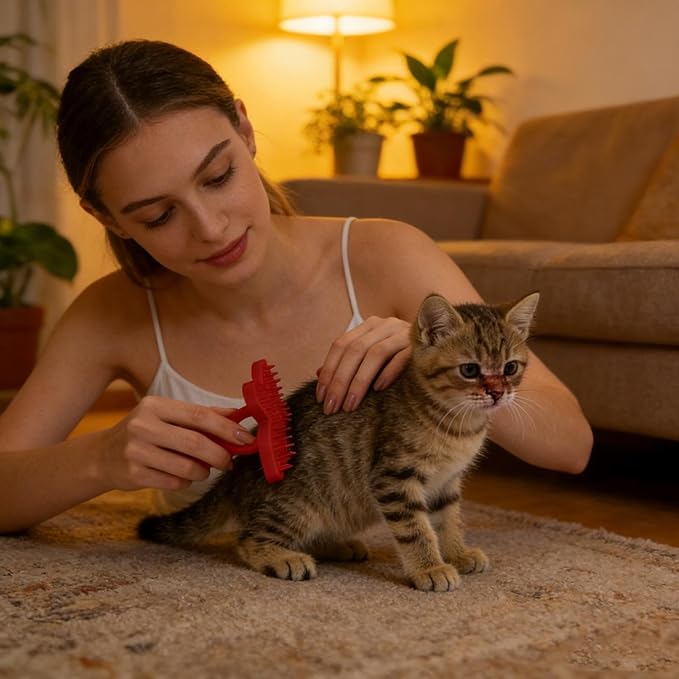 Dog Grooming Brush - Cat Desheddiñg Tool | Pet Head Massage Comb | Flower Shaped Silicone Pet Brush for Removing Loose Hair Soothing Massage, Professional Grooming Supplies for Kittens and Small Dogs