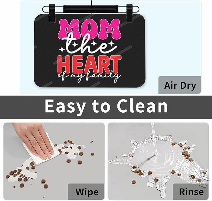 Pet Feeding Mat for Dogs Cats Happy Mother's Day Floral Gift for Mom Jz Absorbent Dog Food Mat Non-Slip Waterproof Placemat Quick Dry Pet Supplies Bowl Mats