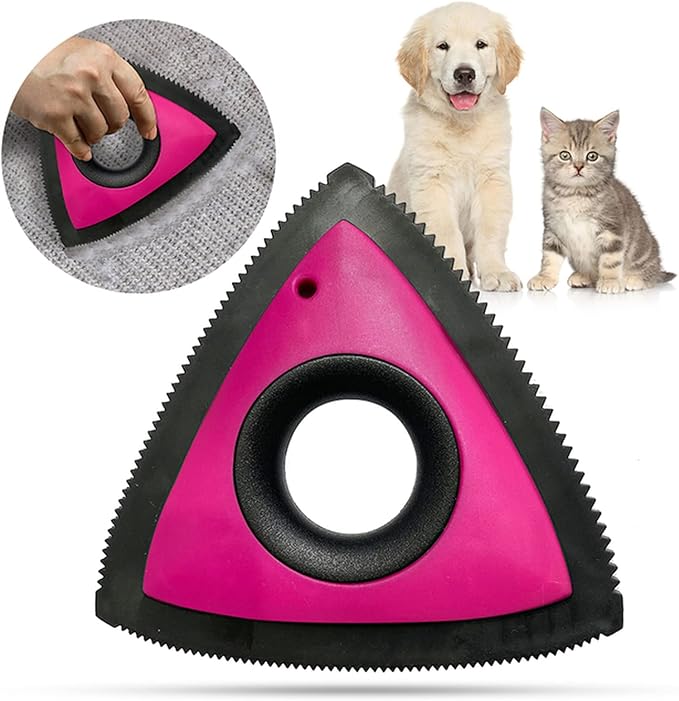 Triangle Edge Pet Hair Remover Dog Removal Device Sofa Car Portbale Silicone Brush Cleaner Supplies(Red)