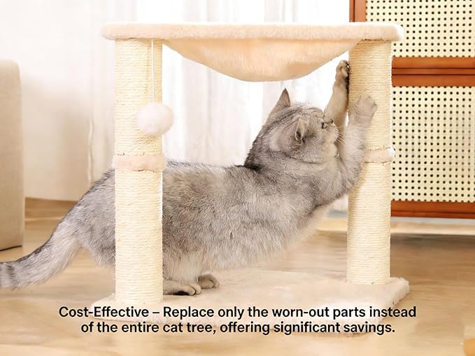 M8 Cat Scratching Post Replacement,13.4Inch Sisal Pole Cat Tree Replacement Post with Screws,DIY Scratcher,Pad, Crafts Gardening Hammock Home Decorating (White, M8*1poles*34cm/13.1inch)