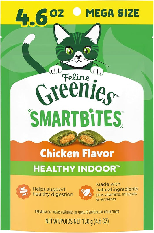 Greenies Feline Smartbites, Cat Treats Healthy Recipe, Indoor Cat Treats, Chicken Flavor, 4.6 oz. Pack