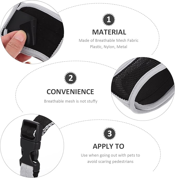 Dog Muzzle Anti-bite Breathable Mesh Muzzle for Large Dogs with Reflective Gray XL Cover Outdoor Training Pet Supply