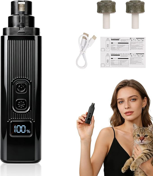Cat Nail, Safe Cut Cat Nail Trimmer, Nail Trimmer, Two Adjustable with 360° Grinding Settings, Low-Vibration Ultra-Quiet Under 40dB, Easy to Clean, Powerful Enough, Suitable for Cats and Dogs (Black)