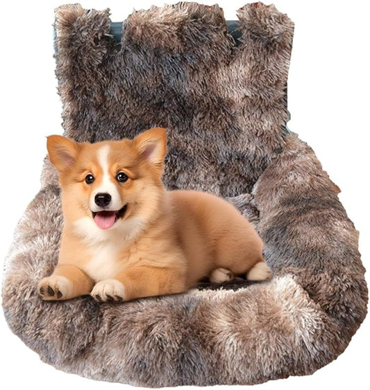 Pet Car Seat | Medium Dog Plush Car Seat - Detachable Cushion Pet Supplies for Travel Road Trip Camping Vet Visit Daily Commuting Vacations Adventures