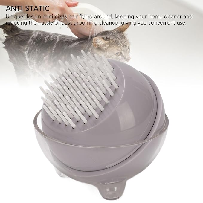 Pet Massage Brush, Comfortable Grip and Efficient Design Gentle Remove Loose Hair Pet Grooming Cleanup Comb for Short Haired Dogs and Cats(Gray) (Gray)