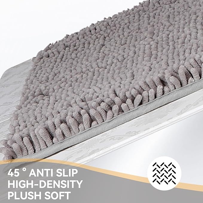 47" X 23" Washable Dog Door Mat, Ultra fine Fiber Pet Door Mat, Quick Drying Chenille Pet Door Mat, Machine Washable Indoor and Outdoor Rug (Grey, 47 X 23 in)