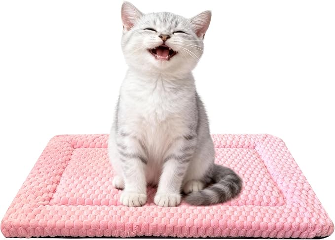 Dog Bed Mat - Dog Crate Pad - Reversible Mat for Pet Comfort - Soft Bed Crate Pads with Dual-Sided Design for All Seasons (Pink, 18" L x 14" W x 1.5" Th)