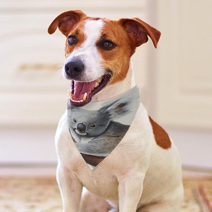 Dog Bandana Spring Pet Scarf Adjustable Triangle Koala and Butterfly Printing Dog Bib Washable Polyester Puppy Bandana for Small Medium Large Dogs Cat Birthday Party Supplies