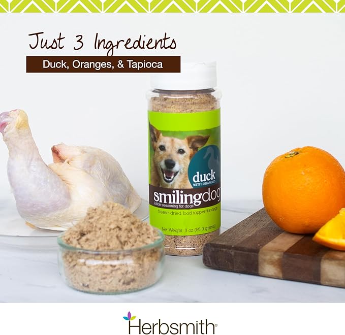 Herbsmith Kibble Seasoning – Freeze Dried Duck – DIY Raw Coated Kibble Mixer - Dog Food Topper for Picky Eaters [Bundle x3 Units]