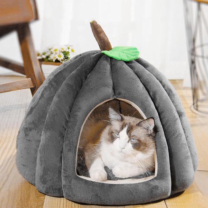 Peiiwdc Detachable Pet Bed Kitten Puppy Dog Cave Cartoon Pumpkin Pet Detachable Cushion Nest Supplies Cave Washable