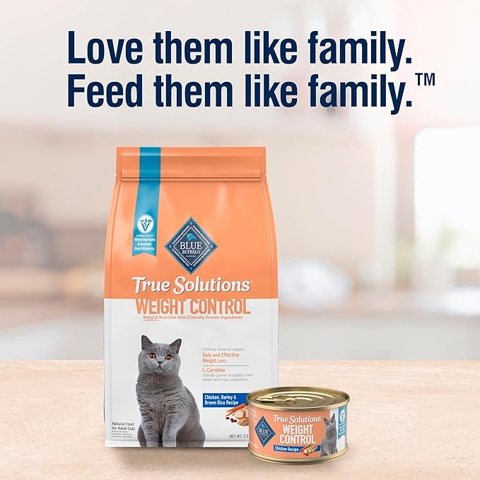 Blue Buffalo True Solutions Weight Control Wet Cat Food for Adult Cats,Made with Natural Ingredients,Chicken,3-oz. Cans,(Pack of 48)