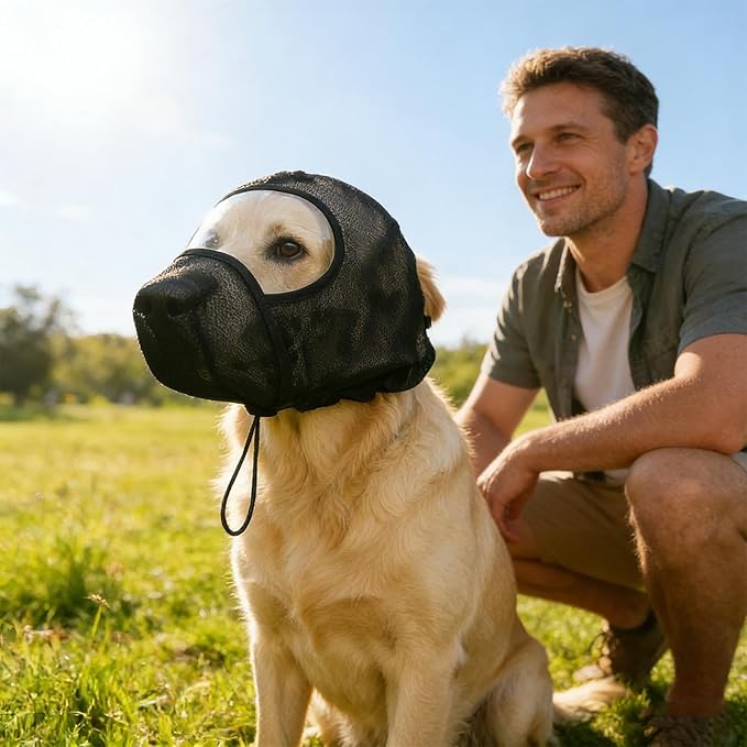 Mesh Muzzle for Dogs - Mesh Adjustable Pet Supplies - Barkless Training Dogs Mouth Muzzle,for Small Medium Large Puppy Home Travel Walking Outdoor Camping Vet Visit