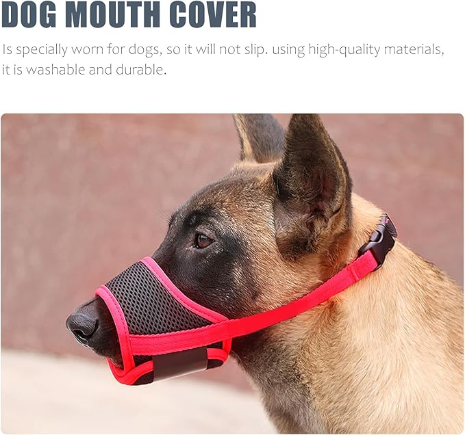 Kichvoe Adjustable Anti-bite Dog Muzzle Small Size Red Breathable Pet Mouth Cover Outdoor Use Comfortable Dog Muzzle Supplies
