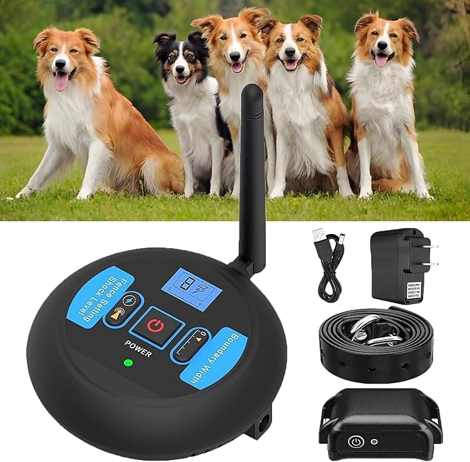 Wireless Dog Fence, Electric Dog Fence Pet Containment System with Remote Training Collar, Adjustable Range & Vibration Shock, Waterproof Receiver, Dog Boundary Container for All Dogs,for1dog