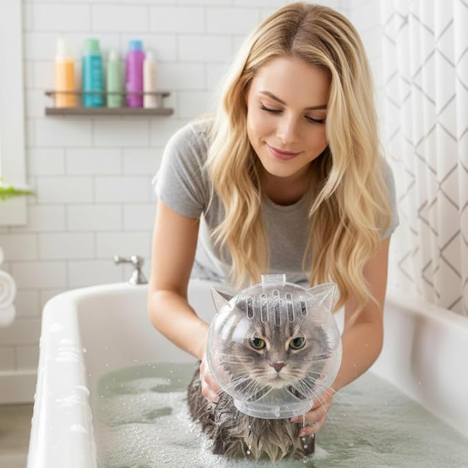 Cat Bubble Muzzle – Clear Ventilated Face Dome, Soft Protective Pet Barrier | Multifunctional Comfort Safety Aid, Stress-Reducing Handling Support for Small Dogs Bathing Shedding Nail Trimming Shower