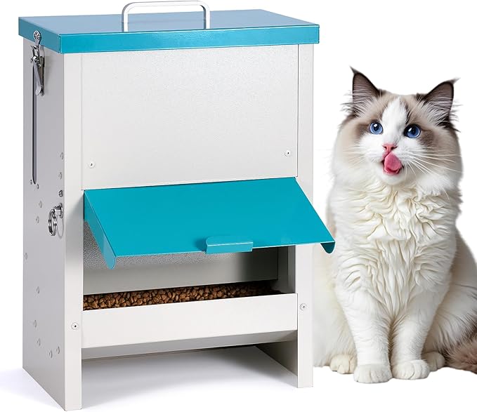 Automatic Cat Feeder Outdoor Gravity Cat Dry Food Dispenser Waterproof Pet Feeding Station for Stray, Feral Cats, Puppies and Kittens