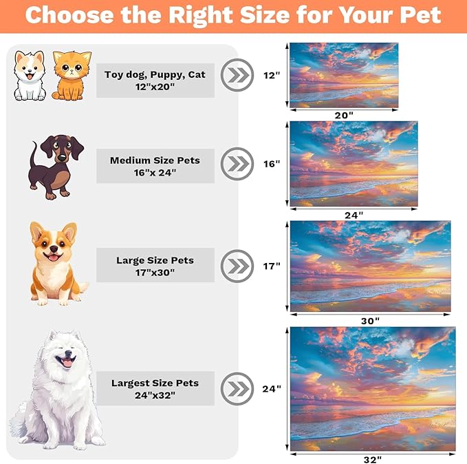 Hawaiian Beach Themed Dog Food Mat for Floors Absorbent, Quick Dry Water Dispenser Mat for Food, Water, Pet Supplies 24" x 32",