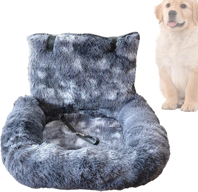 Dog Seat for Car, Plush Puppy Car Seat Cushion, Washable Cushion Comfortable Travel Bed for Vehicle Truck Camping Adventures Vet Visit Daily Commuting Traveling